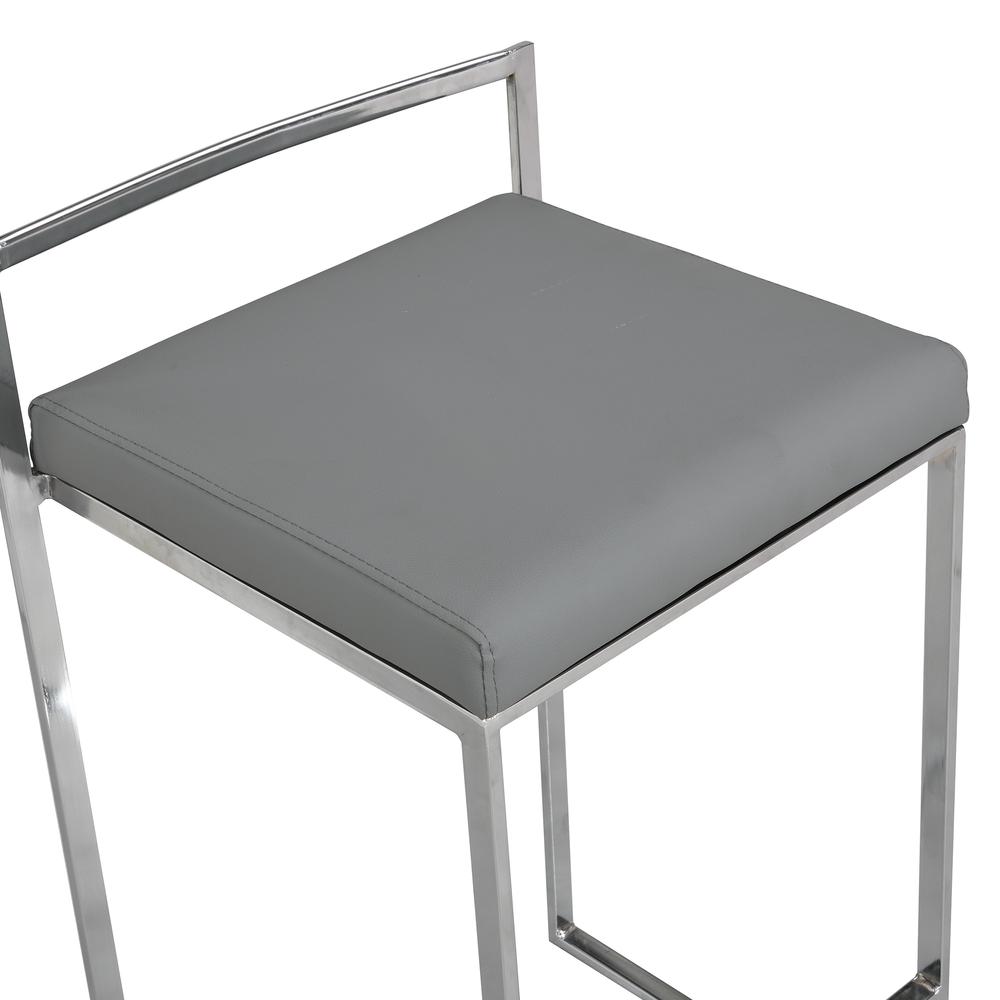 Lucien 25.25" Upholstered Counter Stool - Grey - Grey Upholstery. Picture 3