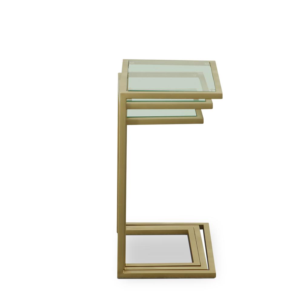 Addison Nesting Table Set - Glass Top - Gold Base. Picture 2