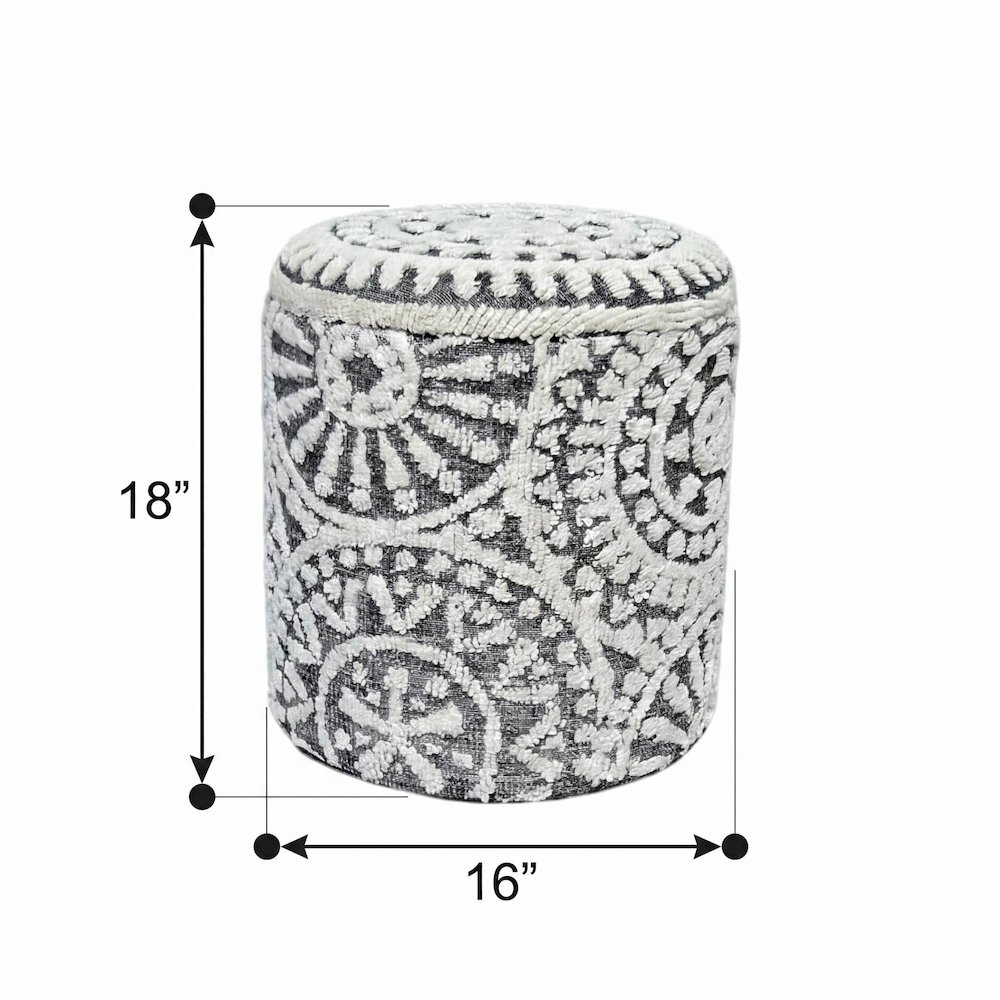 Handwoven Fabric Storage Ottoman - Multi-Purpose Foot Rest Gray. Picture 9