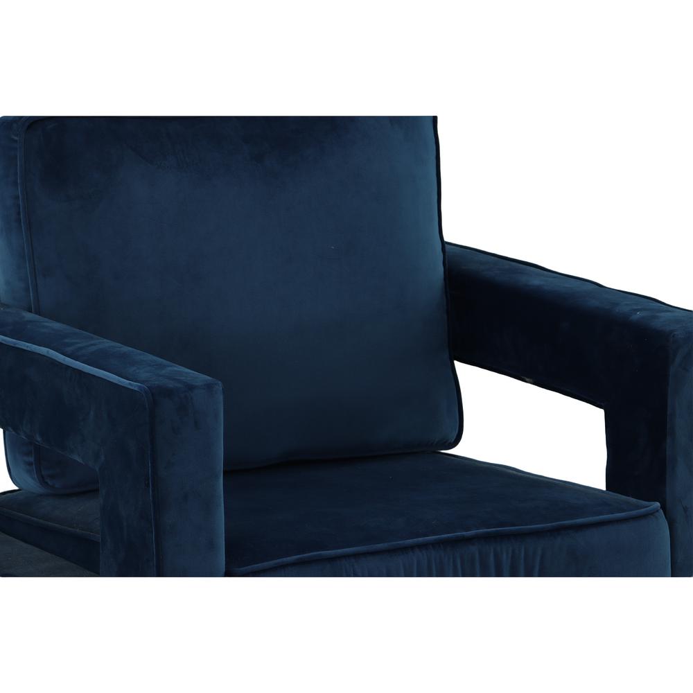 Adadon Velvet Upholstered Armchair - Navy Blue. Picture 4