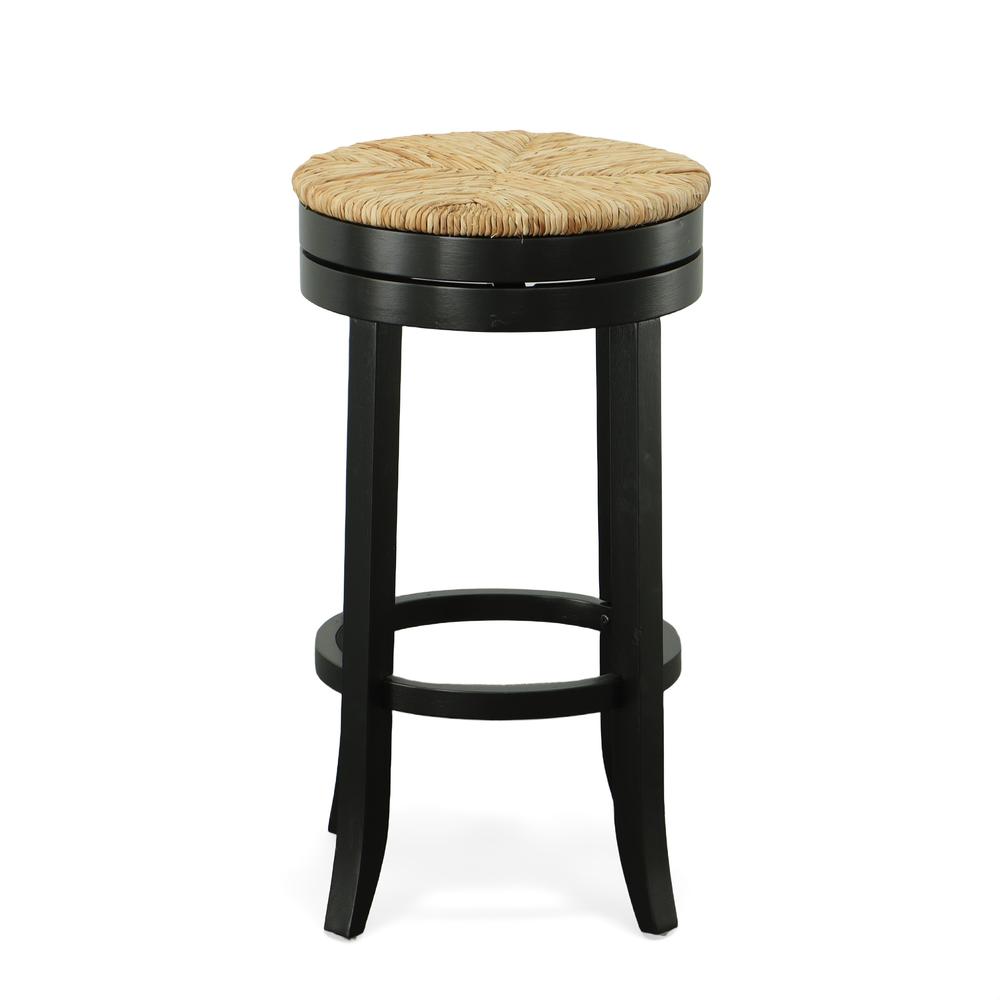 Irving 30" Swivel Rush Seat Barstool - Antique Black. Picture 2