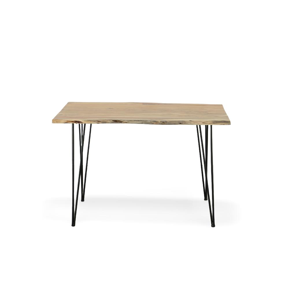 Seti Live Edge Dining Table - Natural Top - Black Base. Picture 2