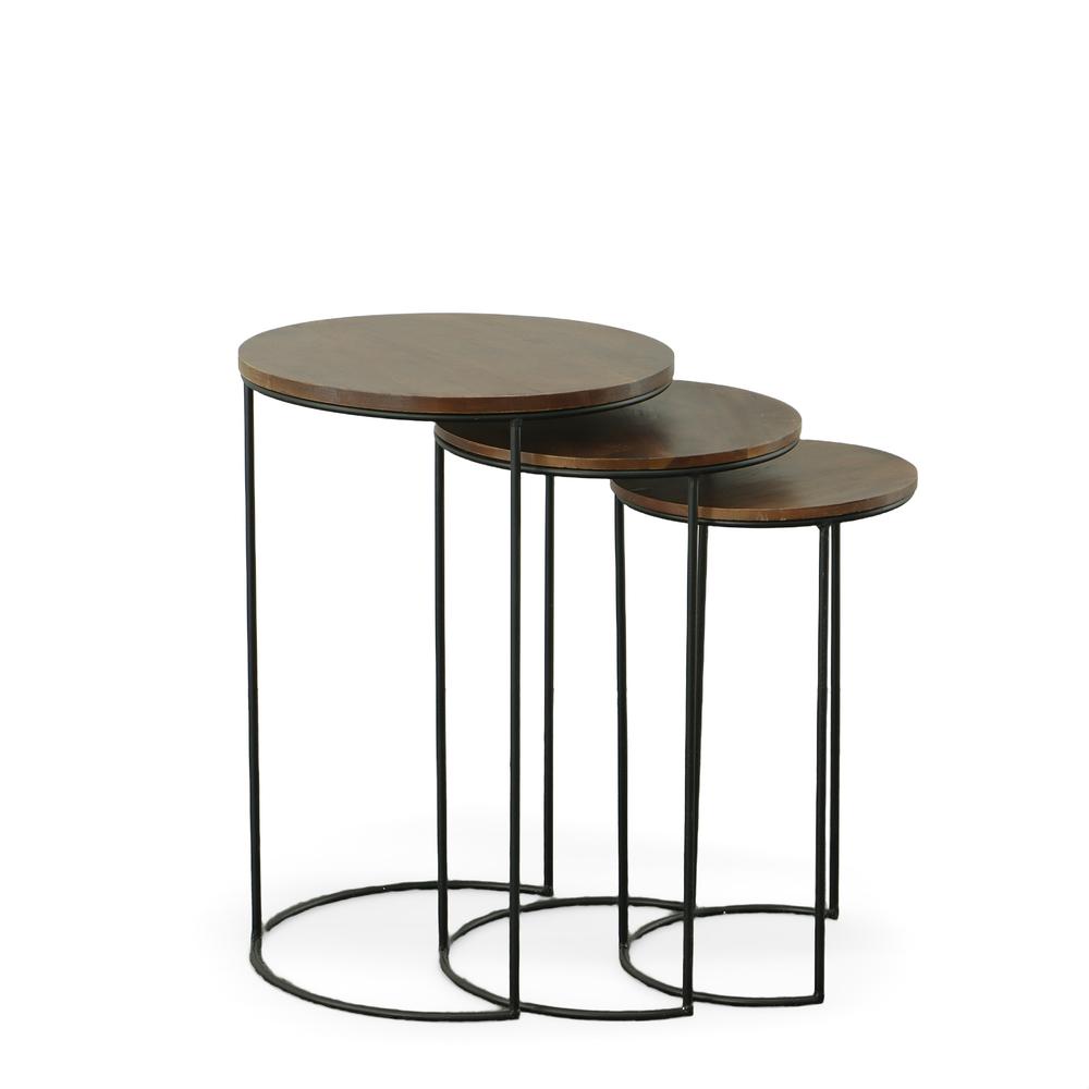 Mackintosh Round Nesting Tables - Chestnut/Black. Picture 1