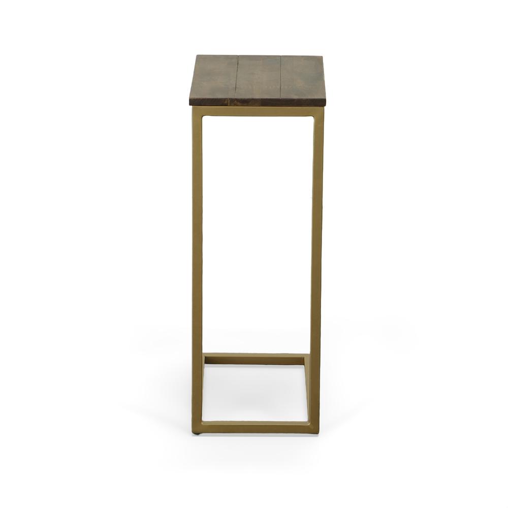 Aggie C-Form Accent Table - Elm Top - Gold Base. Picture 4