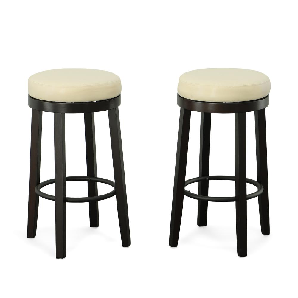 Era Swivel 30" Barstool - Set of 2 - Cream/Espresso. Picture 2