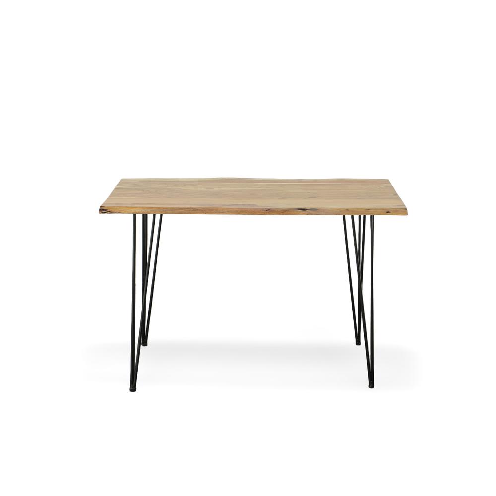 Seti Live Edge Dining Table - Natural Top - Black Base. Picture 3