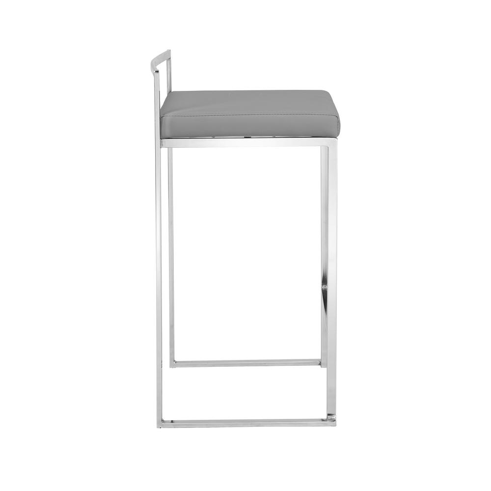 Lucien 25.25" Upholstered Counter Stool - Grey - Grey Upholstery. Picture 2