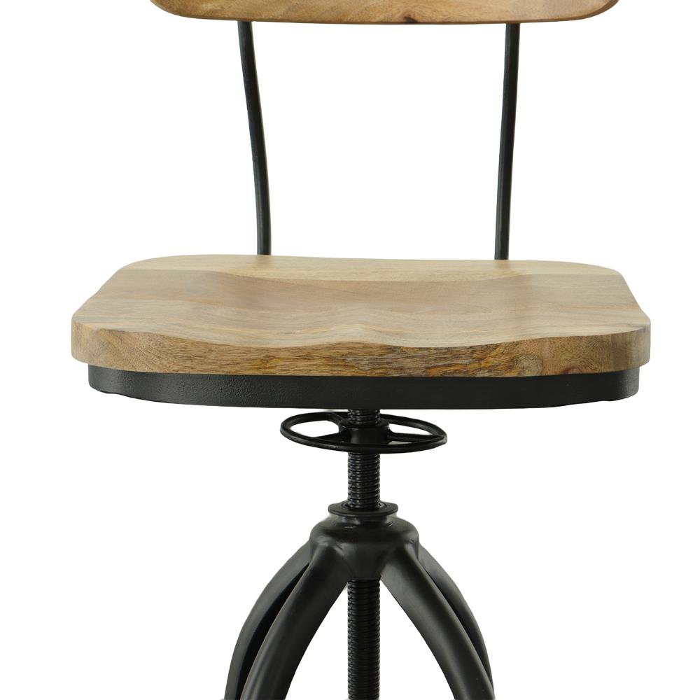 Mason Adjustable Barstool - Natural Seat - Black Base. Picture 5