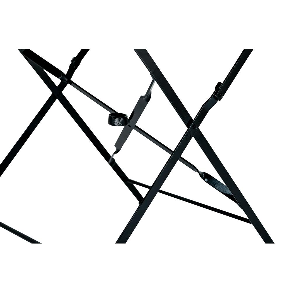 Bistro 36" Round Folding Outdoor Table - Umbrella Hole - Black. Picture 2