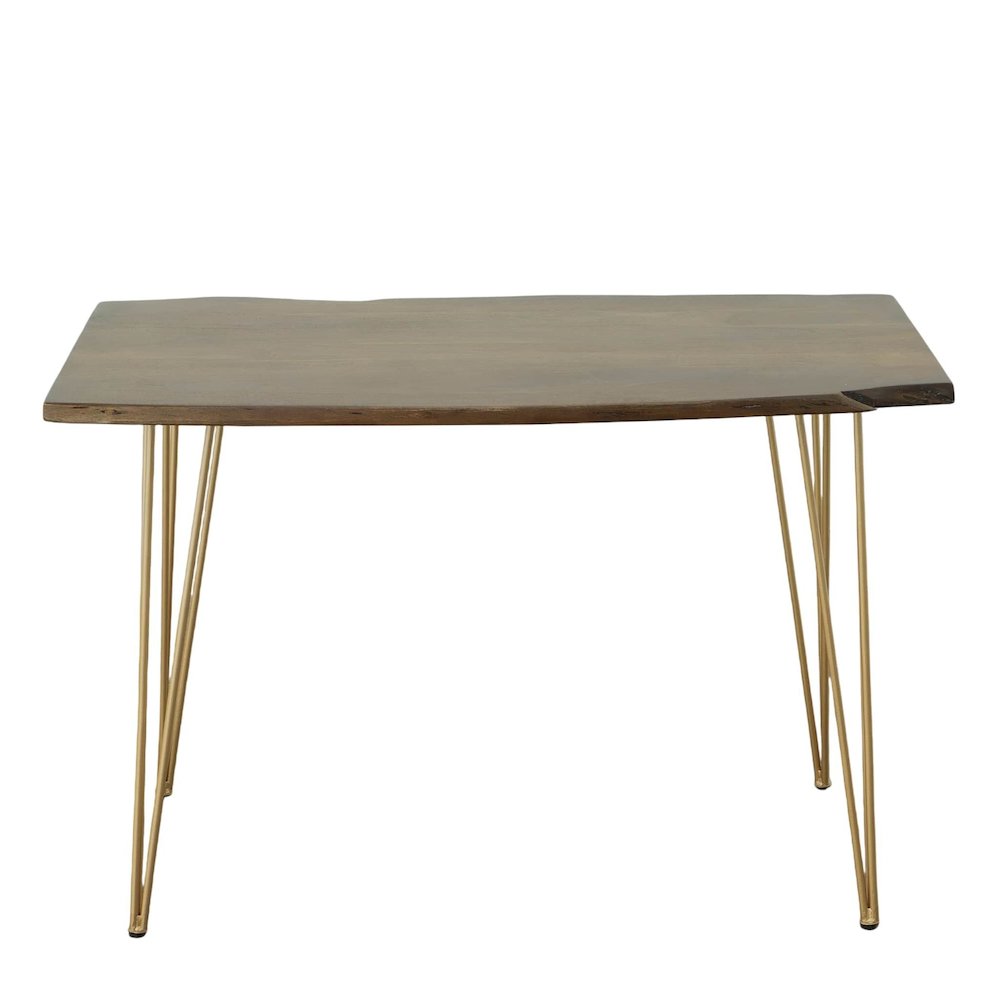 Seti Live Edge Dining Table - Elm Top - Gold Base. Picture 2