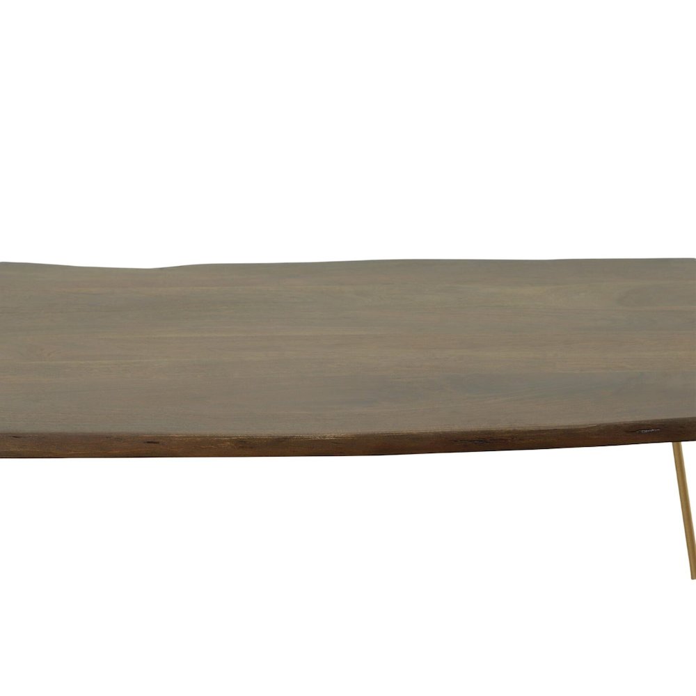 Seti Live Edge Dining Table - Elm Top - Gold Base. Picture 3