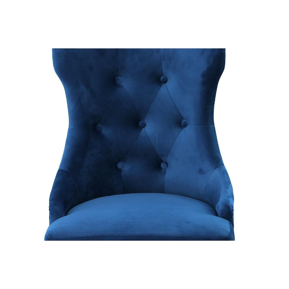 Julia Tufted Back Upholstered Chair - Set of 2 - Espresso - Navy Upholstery. Picture 4