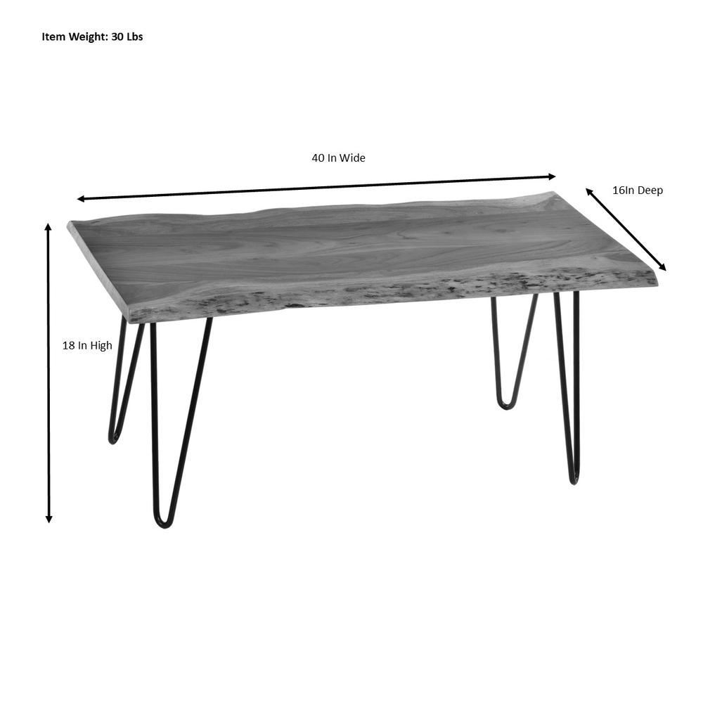 Seti Live Edge Coffee Table/Bench - Elm Top - Gold Base. Picture 9