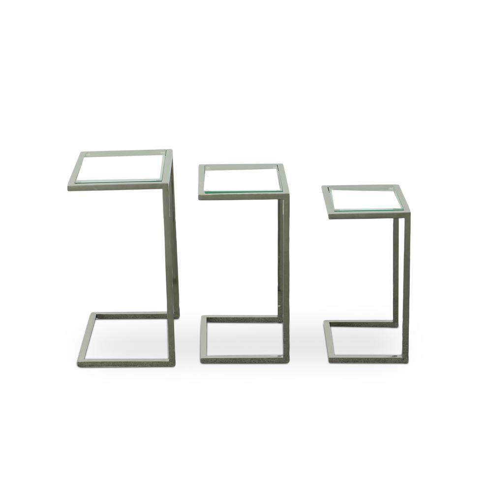 Addison Nesting Table Set - Glass Top - Chrome Base. Picture 3