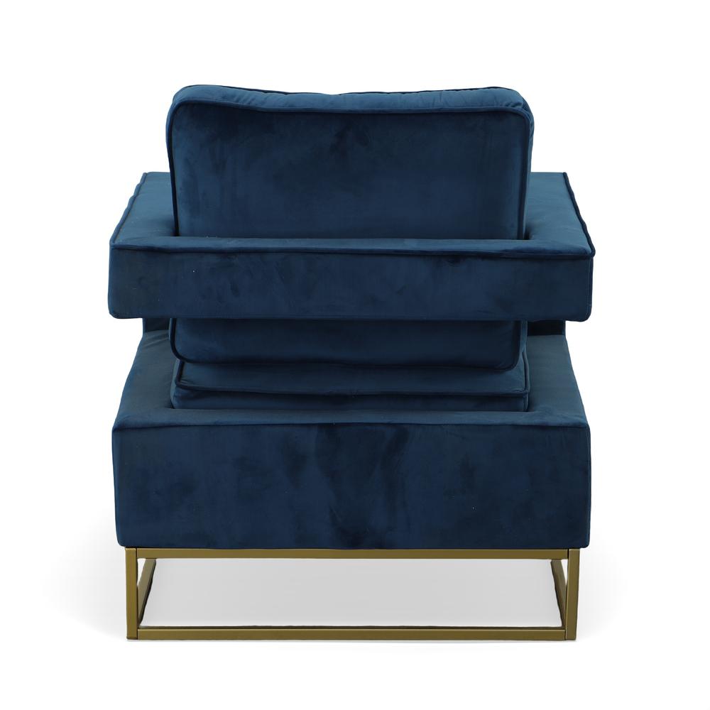Adadon Velvet Upholstered Armchair - Navy Blue. Picture 2