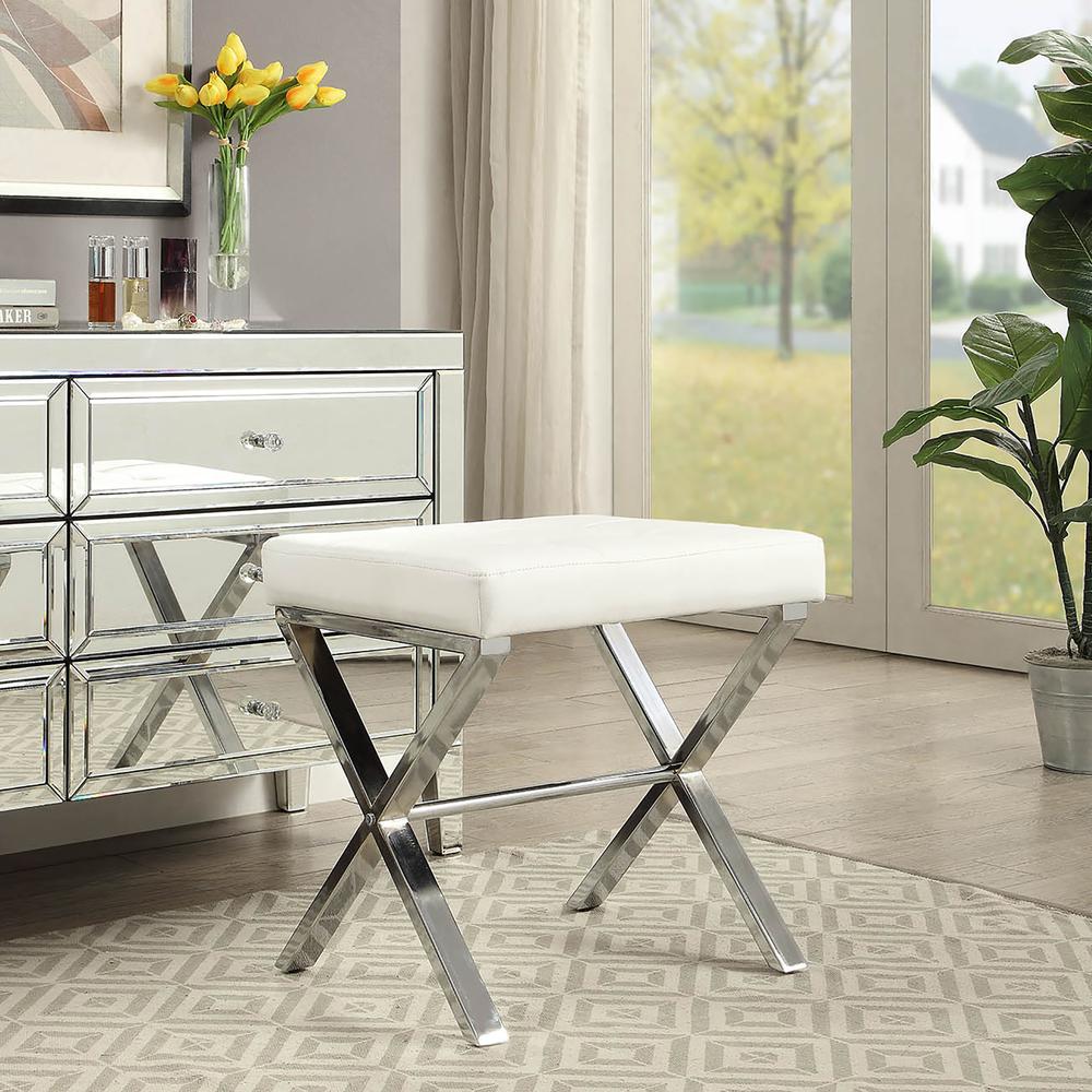 Elisabetta Vanity Bench - White/Chrome. Picture 4