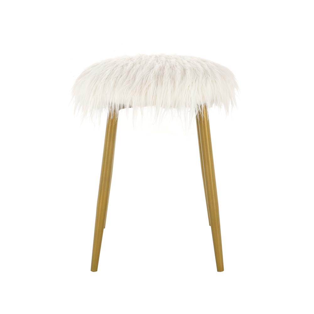 Madison Faux Fur Ottoman - White/Gold. Picture 2