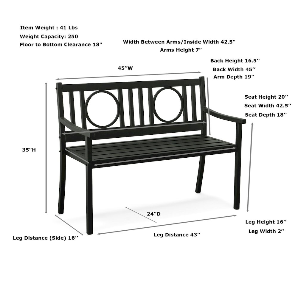 Gramercy Outdoor Bench and Side Table - Black. Picture 11