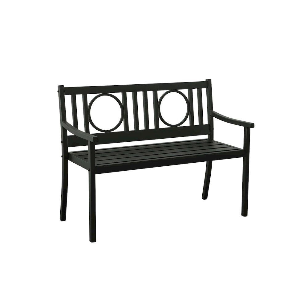 Gramercy Outdoor Bench and Side Table - Black. Picture 2
