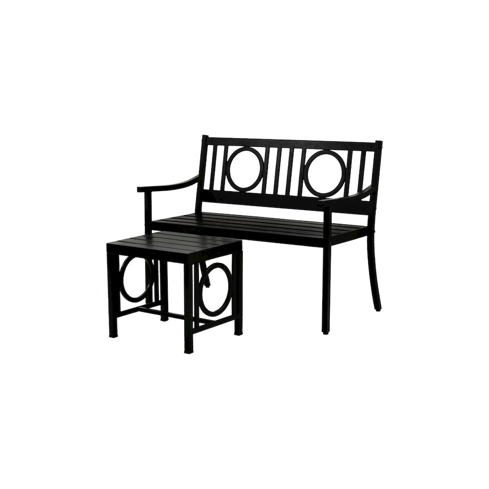 Gramercy Outdoor Bench and Side Table - Black. Picture 1