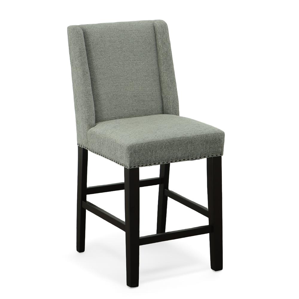 Upholstered 24" Counter Stool - Set of 2 - Espresso - Charcoal Upholstery. Picture 1