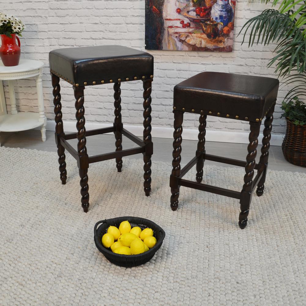 Remick 30" Barstool - Espresso - Brown Leatherette Upholstery. Picture 7