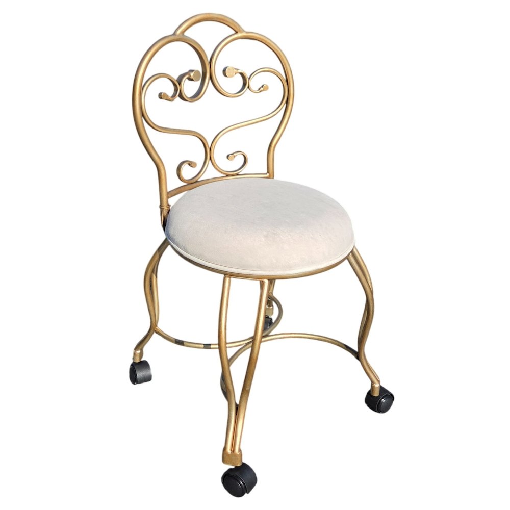 Victorian Vanity Stool with Back - Bronze. Picture 1
