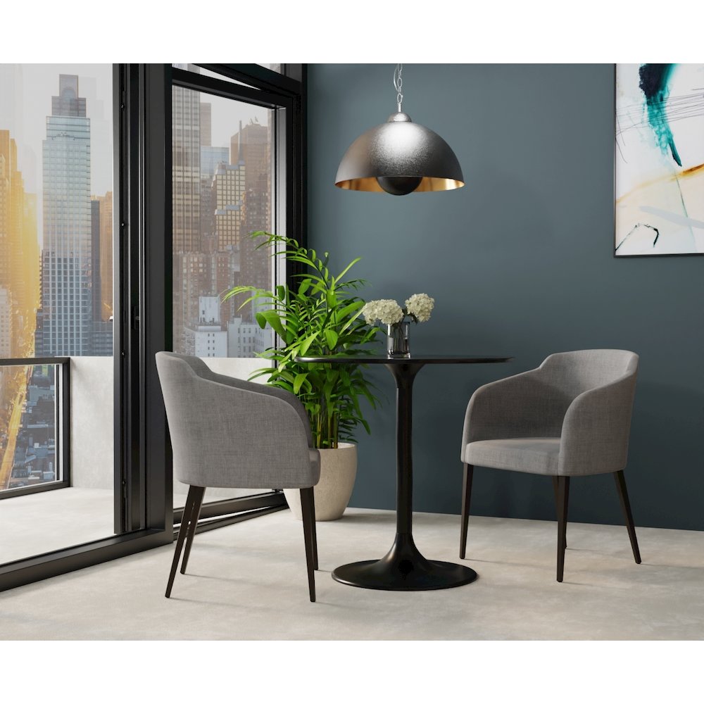 Enzo 30" Round Marble Top Dining Table - Black Top - Black Base. Picture 4