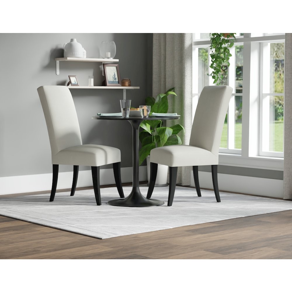 Enzo 30" Round Marble Top Dining Table - Black Top - Black Base. Picture 5
