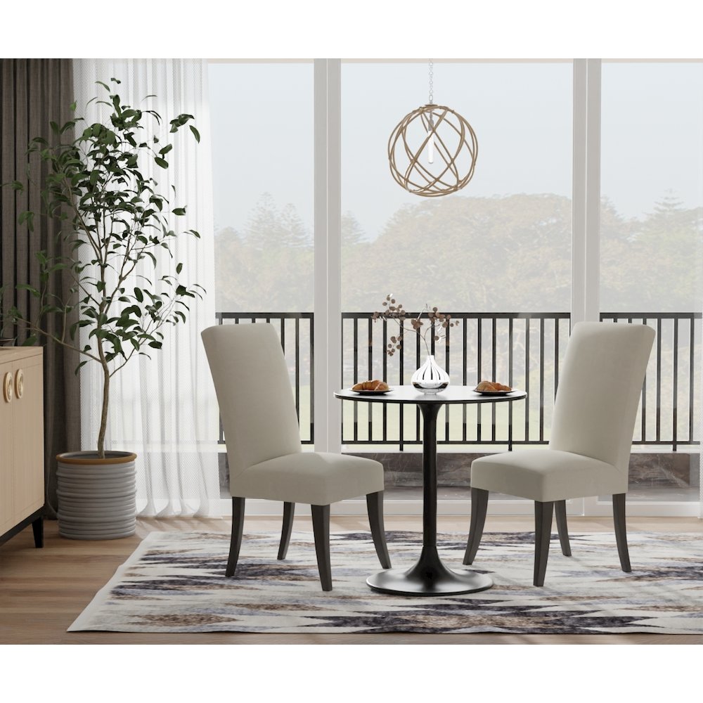 Enzo 30" Round Marble Top Dining Table - Black Top - Black Base. Picture 6