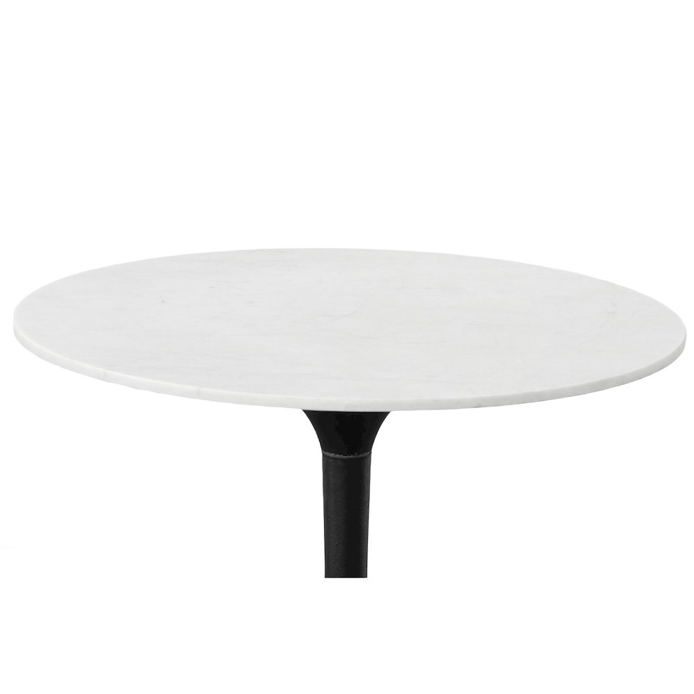 30" Round Marble Top Dining Table and 2 Julia Tufted Back Upholstered Chairs. Picture 2