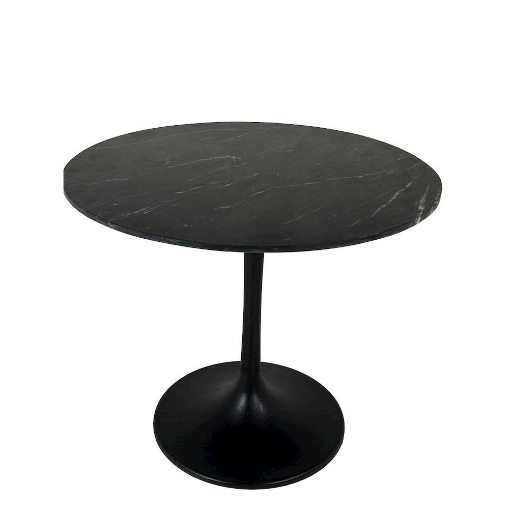 Enzo 40" Round Marble Top Dining Table - Black Top - Black Base. Picture 1
