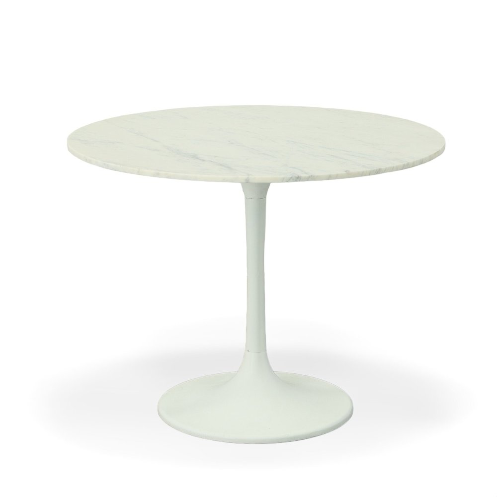 36" Round Marble Top Dining Table and 4 Julia Tufted Back Upholstered Chairs. Picture 1
