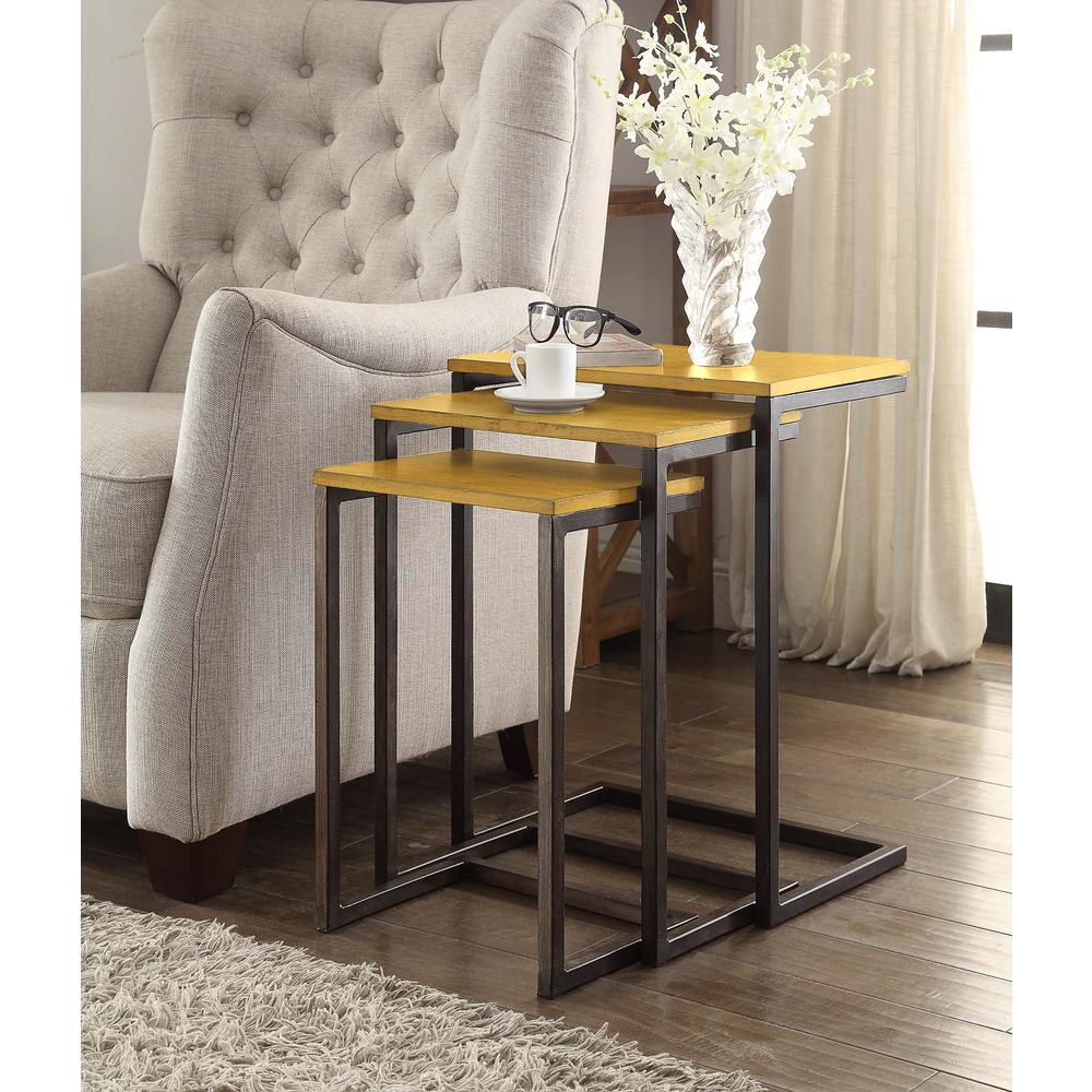 Addison Nesting Table Set - Harvest Oak Top - Aged Iron Base. Picture 8
