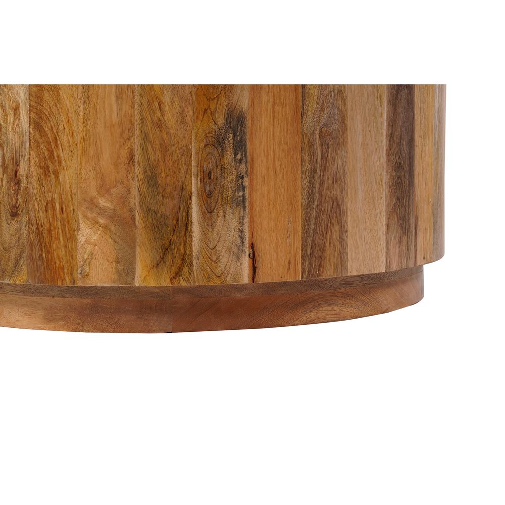 Krissa 30" Round Mango Wood Coffee Table - Natural. Picture 5