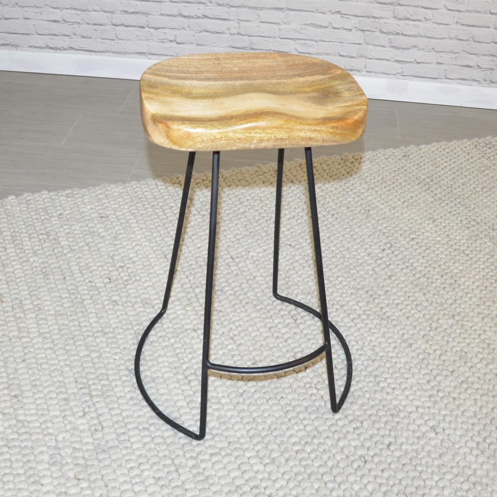 Saga 25" Counter Stool - Set of 2 - Natural Seat - Black Base. Picture 8
