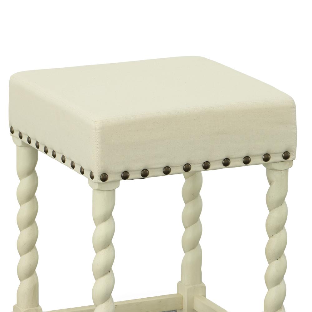 Remick 24" Counter Stool - Vintage White - Linen Upholstery. Picture 2