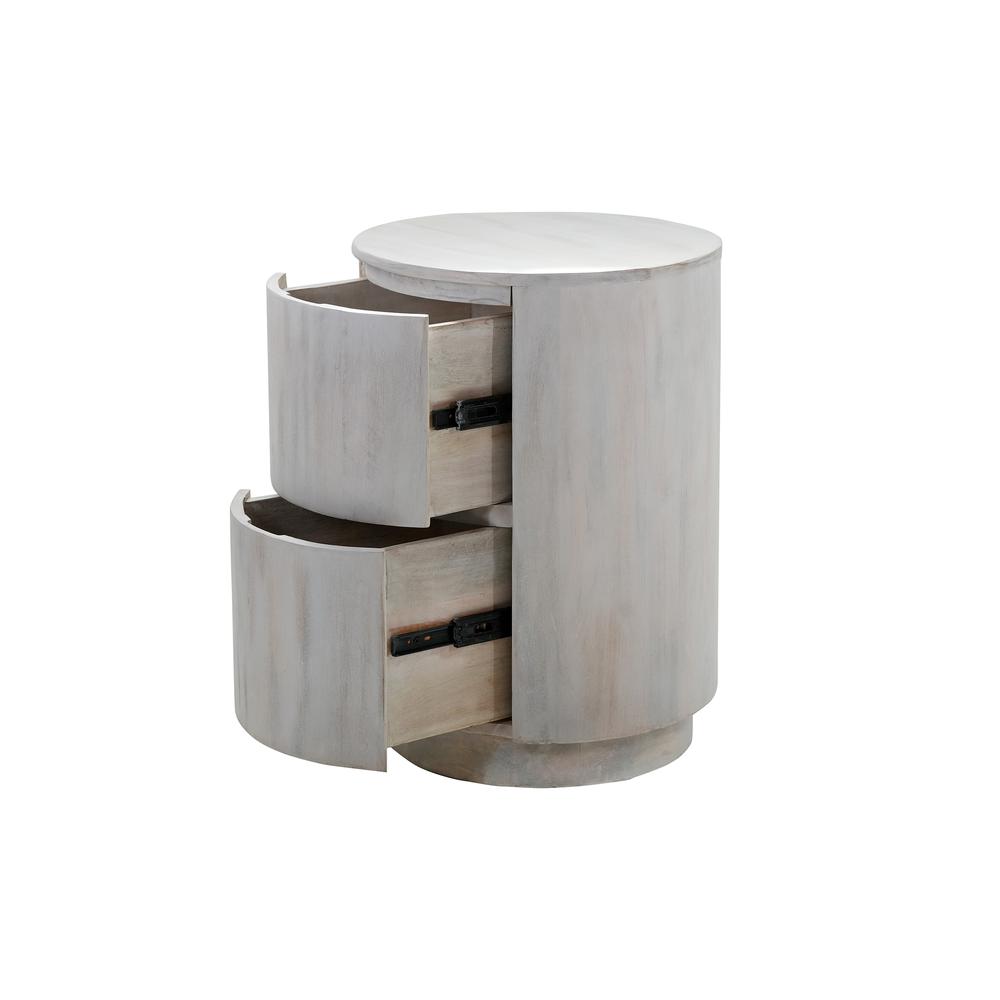 Kingston 2-Drawer 18" Round Nightstand - Whitewash. Picture 1