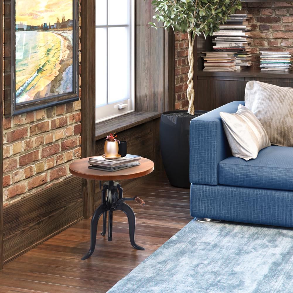 Regan Adjustable Accent Table - Chestnut Top - Black Base. Picture 8