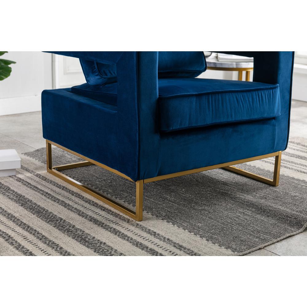 Adadon Velvet Upholstered Armchair - Navy Blue. Picture 10