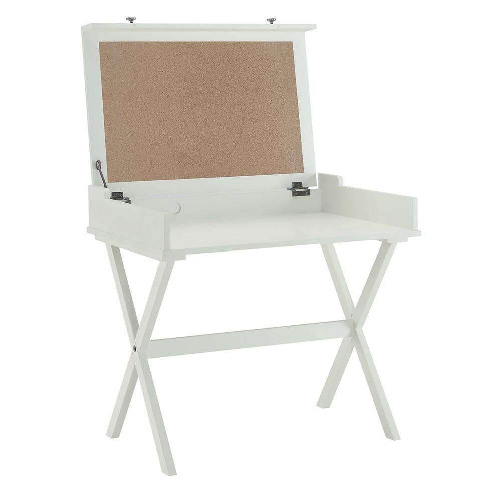 Elise Flip Top Cork Board Desk - Antique White. Picture 2