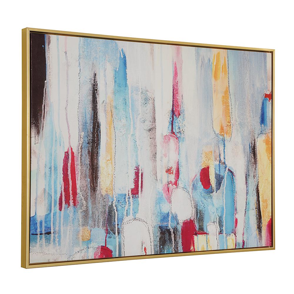 Rainy Forest Abstract Wall Art - Medium - Multicolor - Gold Frame. Picture 1