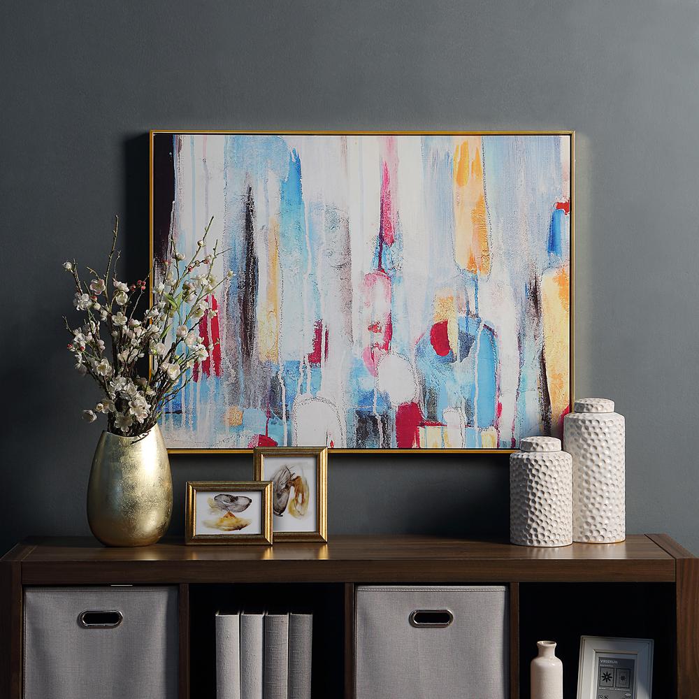 Rainy Forest Abstract Wall Art - Medium - Multicolor - Gold Frame. Picture 4
