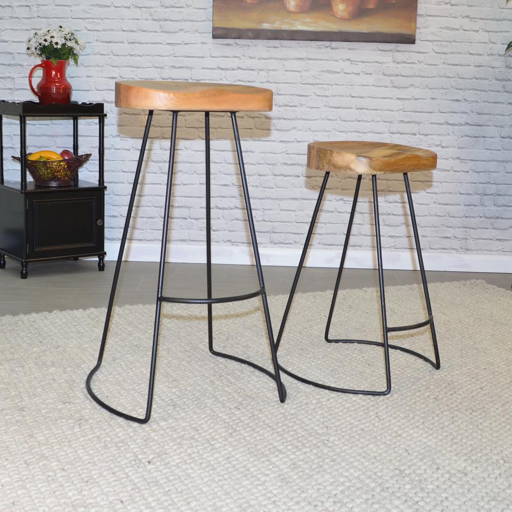 Saga 31" Barstool - Set of 2 - Natural Seat - Black Base. Picture 8