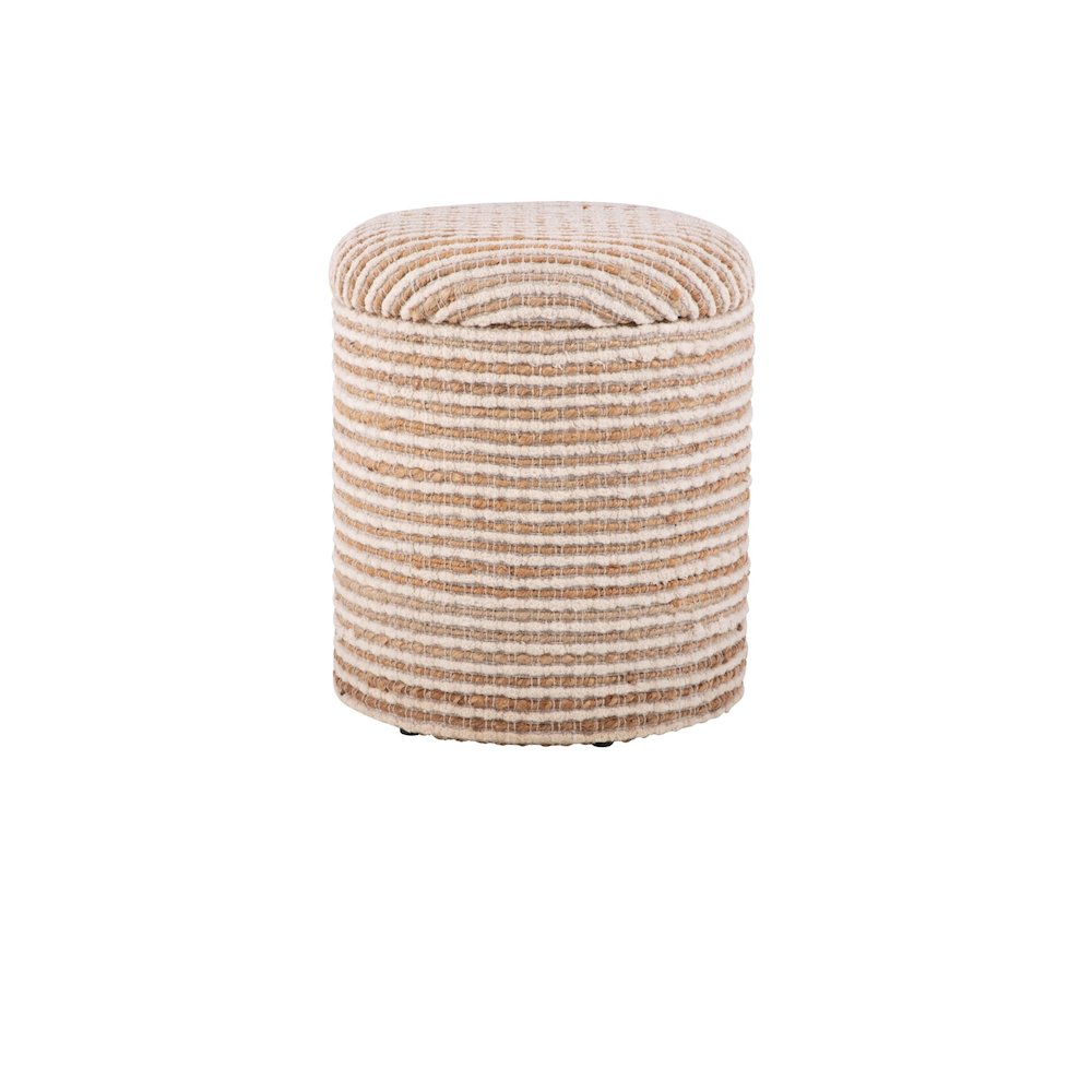 Handwoven Heracles Cotton Jute Stripe Storage Ottoman. Picture 2