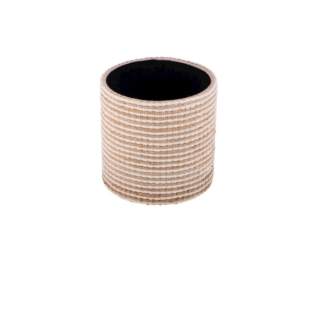Handwoven Heracles Cotton Jute Stripe Storage Ottoman. Picture 5