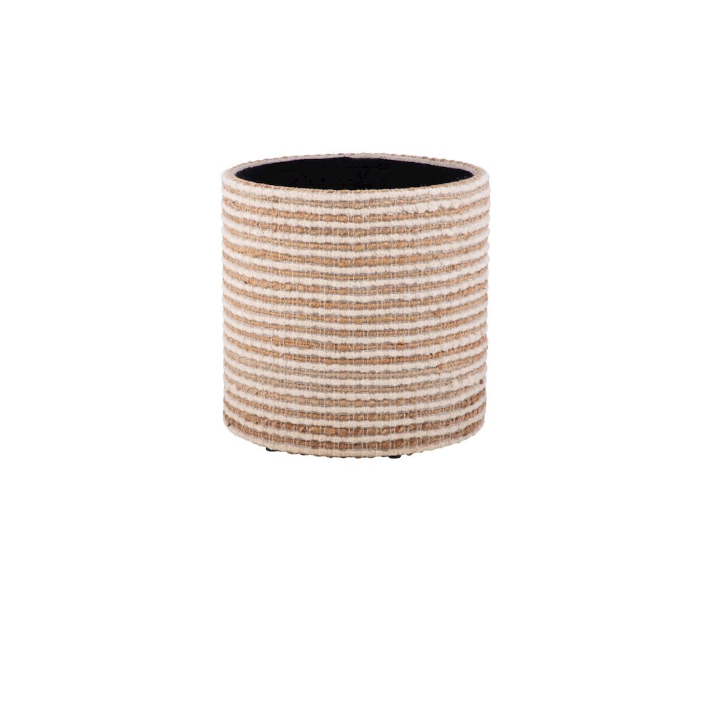 Handwoven Heracles Cotton Jute Stripe Storage Ottoman. Picture 4