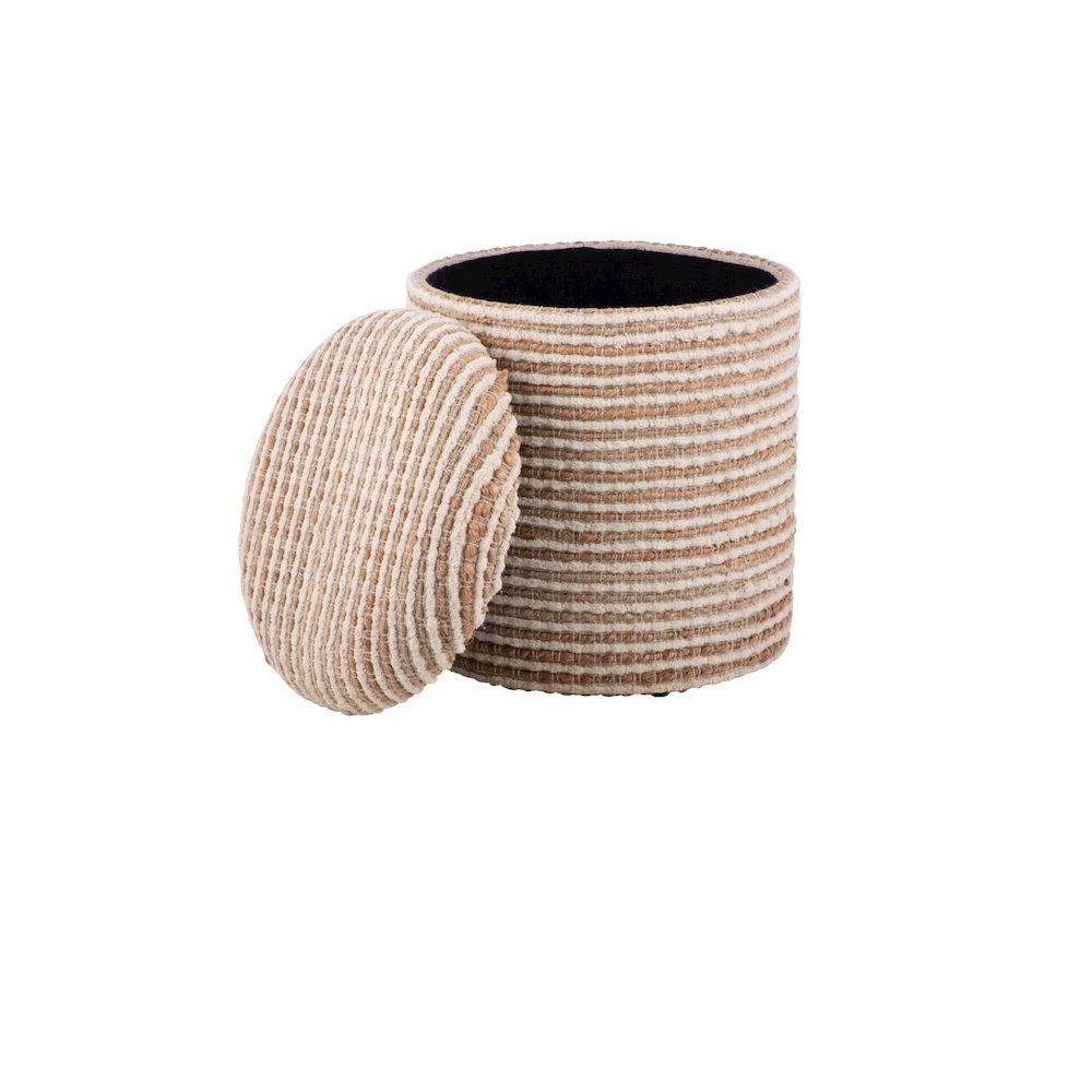 Handwoven Heracles Cotton Jute Stripe Storage Ottoman. Picture 1
