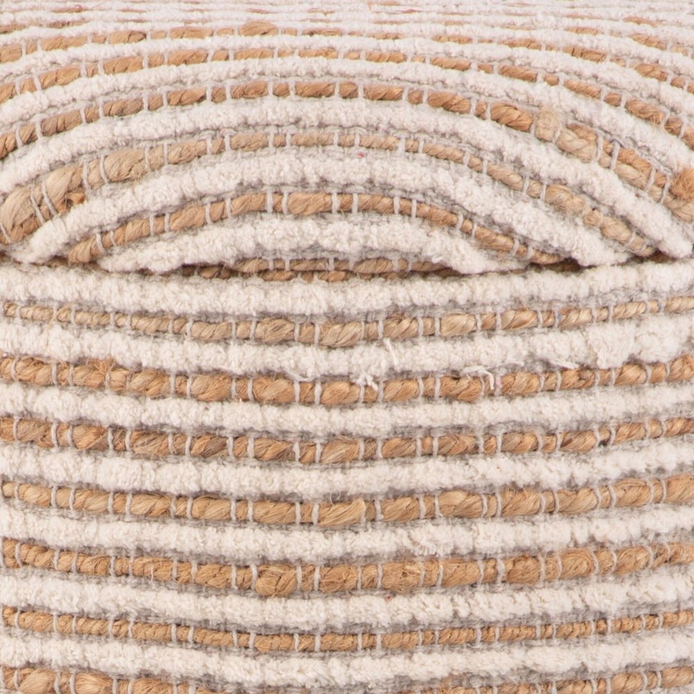 Handwoven Heracles Cotton Jute Stripe Storage Ottoman. Picture 7