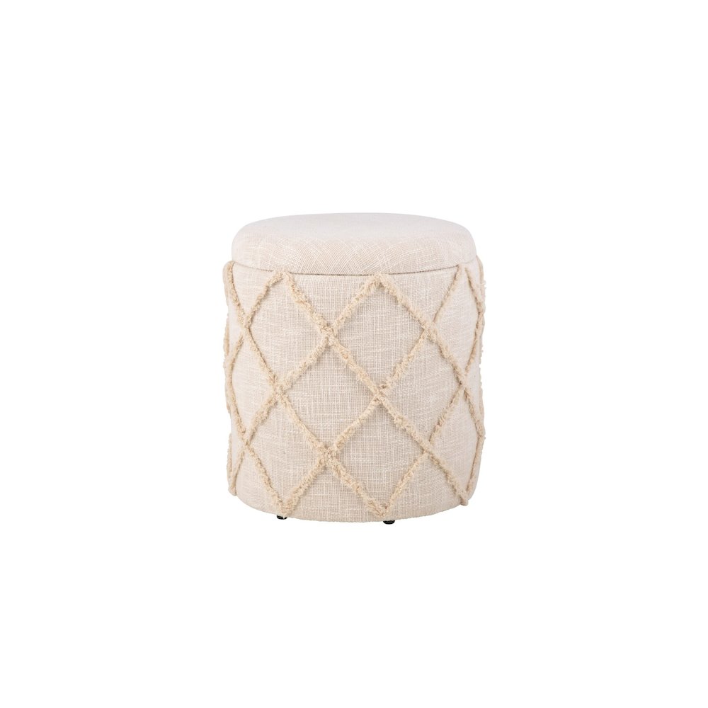Handwoven Eros X Solid Fabric Storage Ottoman. Picture 2